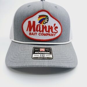 Gray and White Richardson 112 Manns Bait Company Trucker Hat